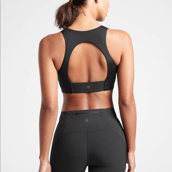 NWT Athleta Black Zip Along A-C Bra Black - Picture 2 of 10